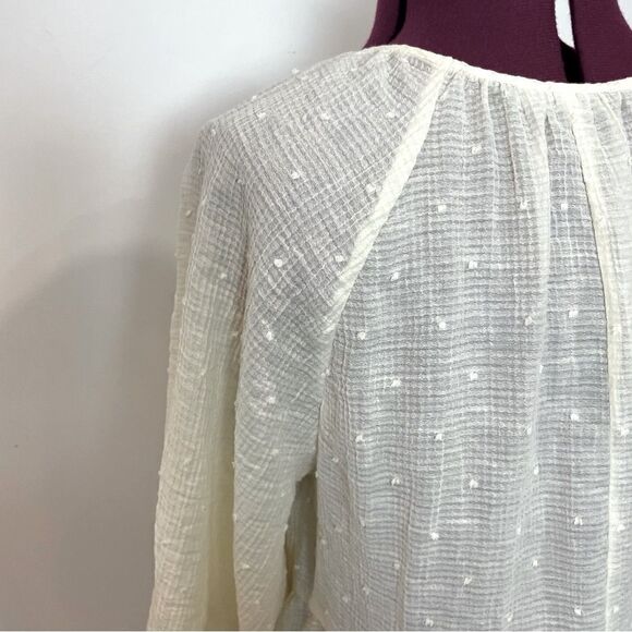 Zara Cream Polka Dot Relaxed Fit Summer Top XS/S - Picture 6 of 13